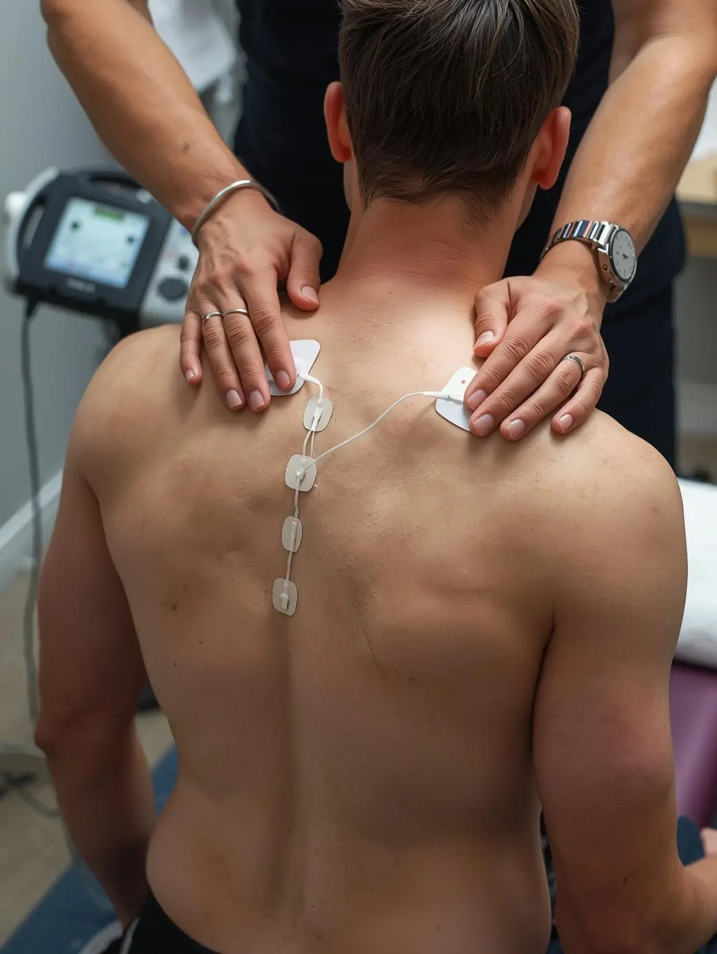 How Electrical Muscle Stimulation (EMS) Therapy Works Section chiropractor applying EMS therapy Washington PA
